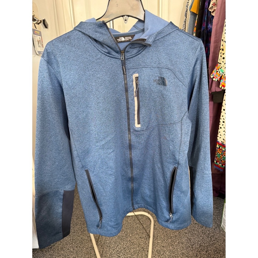 The North Face Mens XL Blue Heathered Full Zip Fleece Lined Hoodie Jacket CY1247